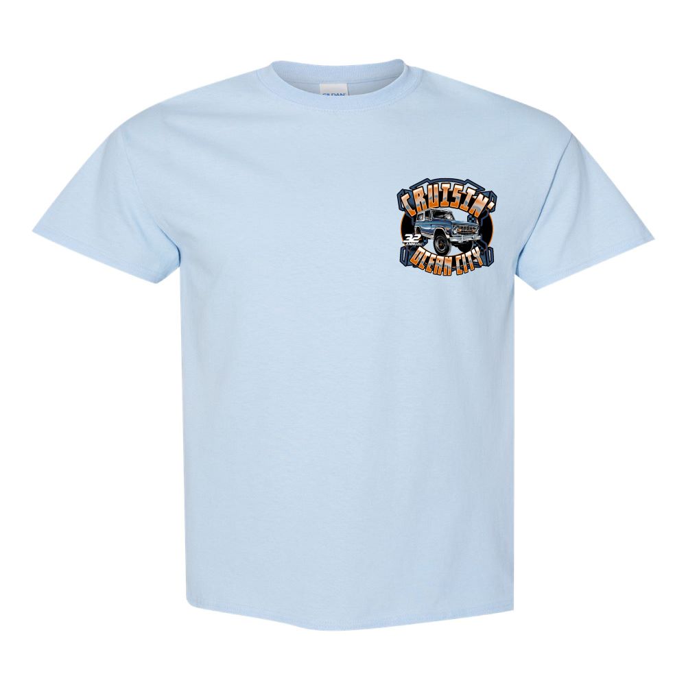 2023 Cruisin official classic car show event t-shirt light blue Ocean City  Maryland