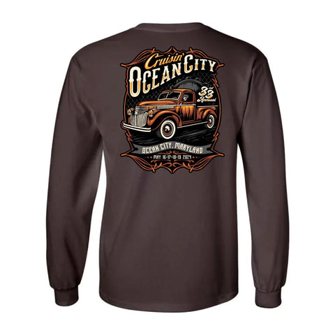 2024 Cruisin official classic car show long sleeve t-shirt brown Ocean City Maryland