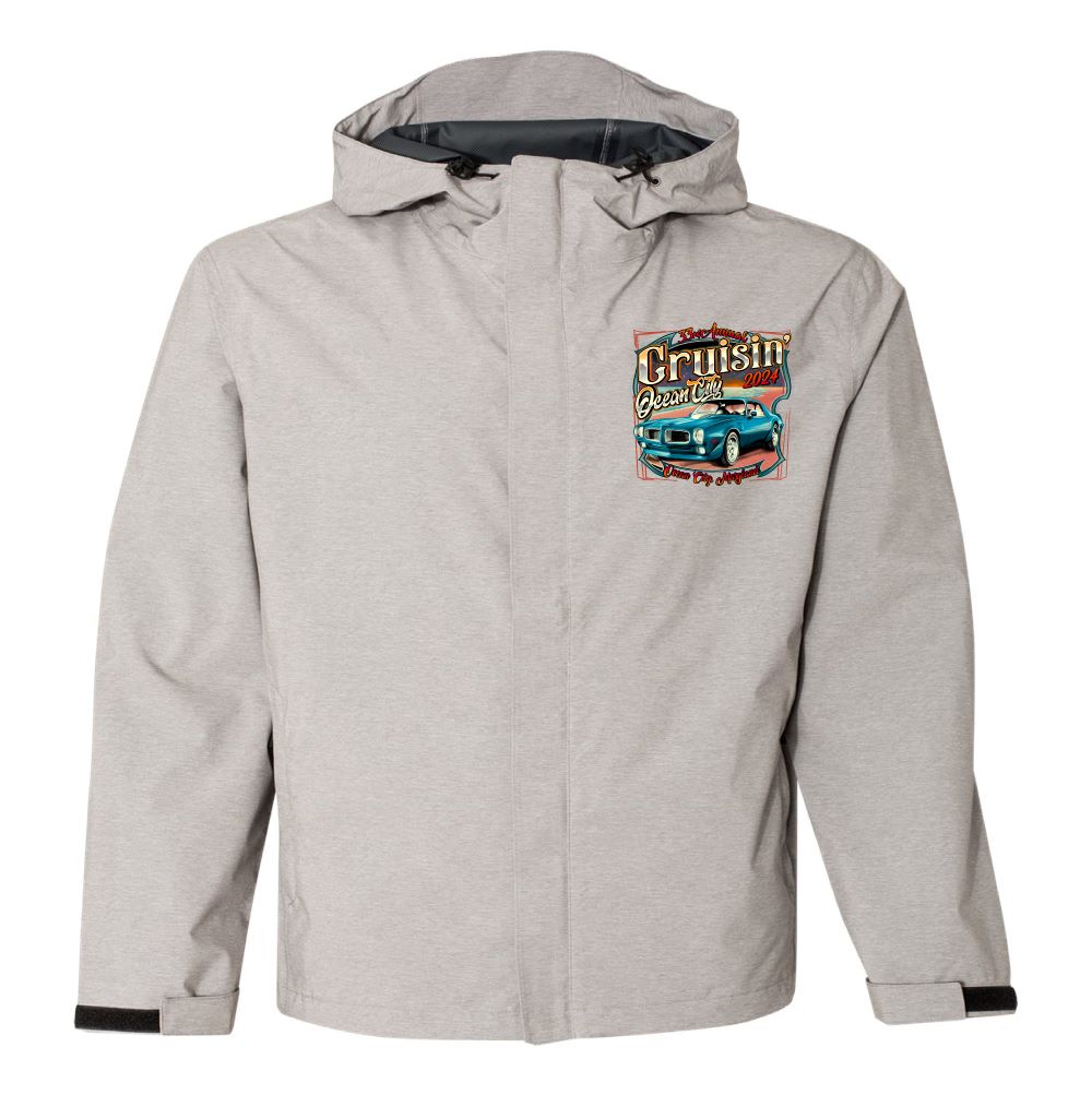 2024 Cruisin Ocean City official car show rain jacket light gray Ocean