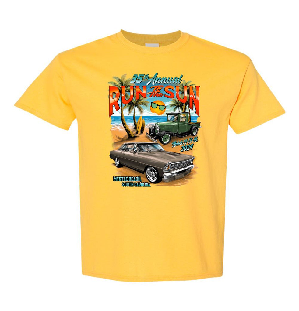 2024 Run to the Sun official classic car show event youth tshirt yell