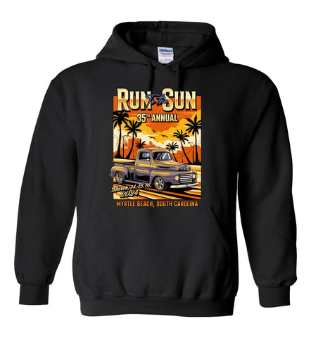 2024 Run to the Sun official car show hooded sweatshirt black Myrtle Beach, SC