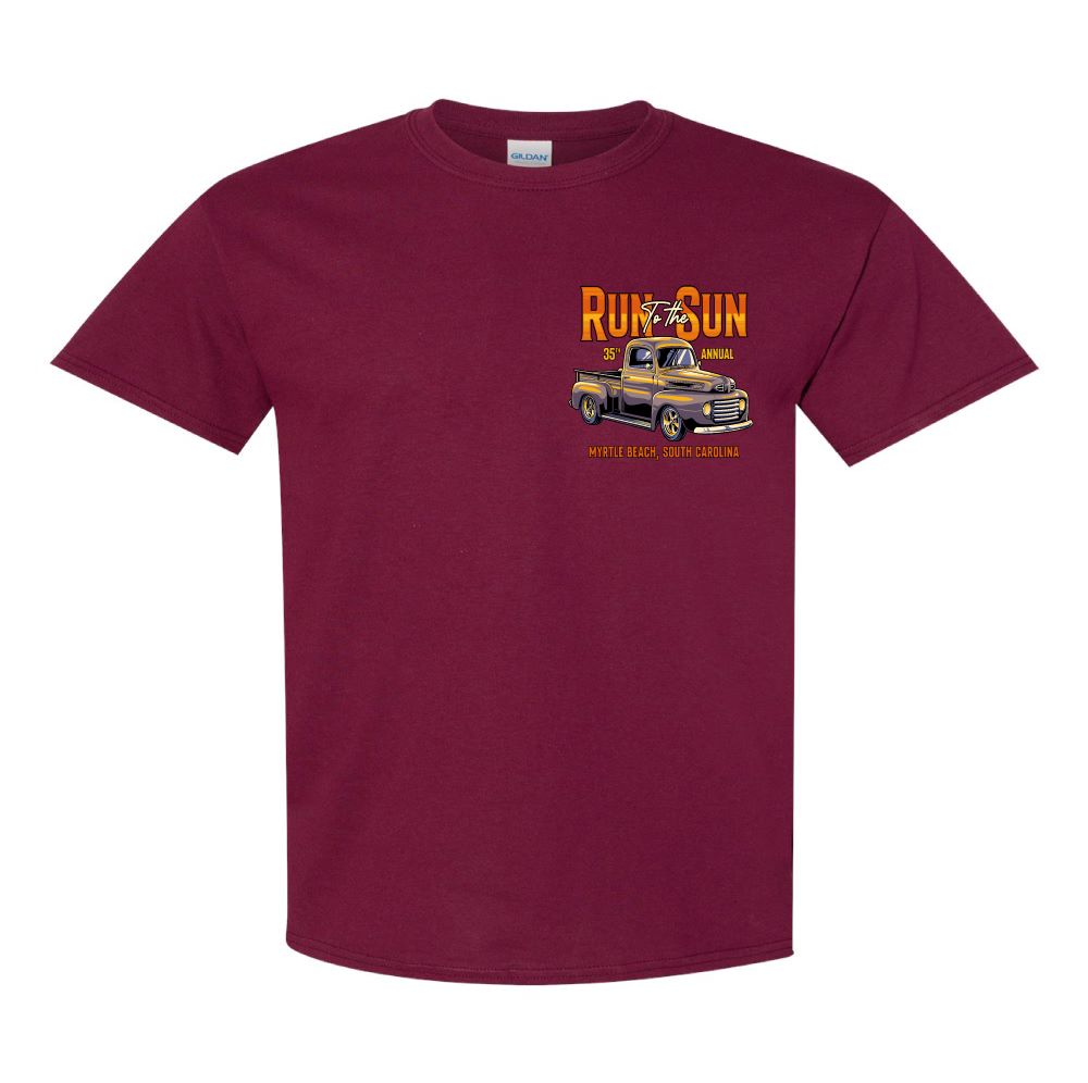 2024 Run to the Sun official car show event tshirt maroon Myrtle Beac Events Apparel