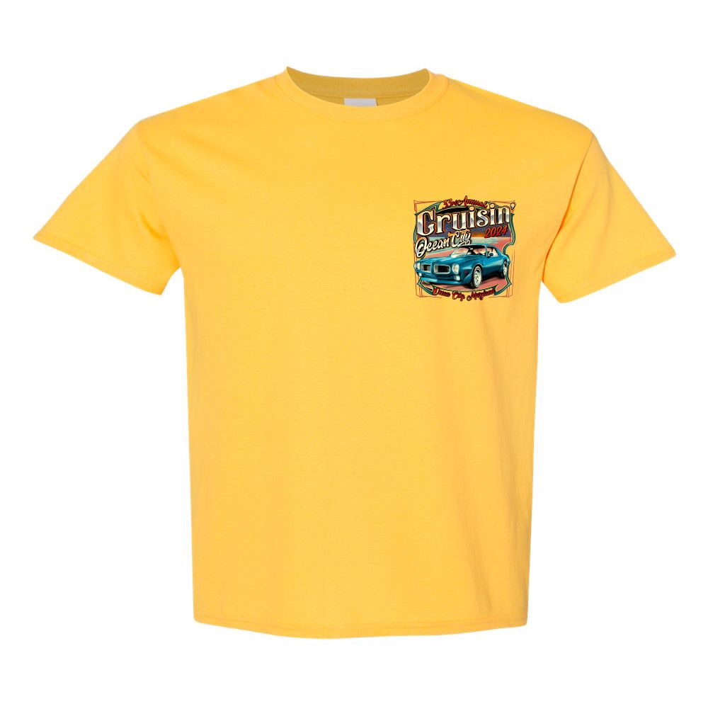 2024 Cruisin official classic car show t-shirt yellow Ocean City