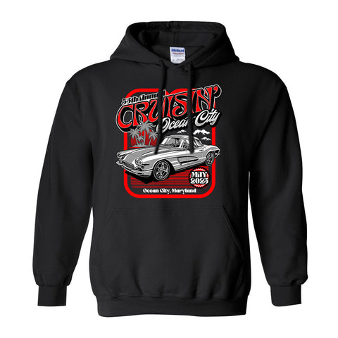 2025 Cruisin official classic car show hooded sweatshirt black Ocean City, MD