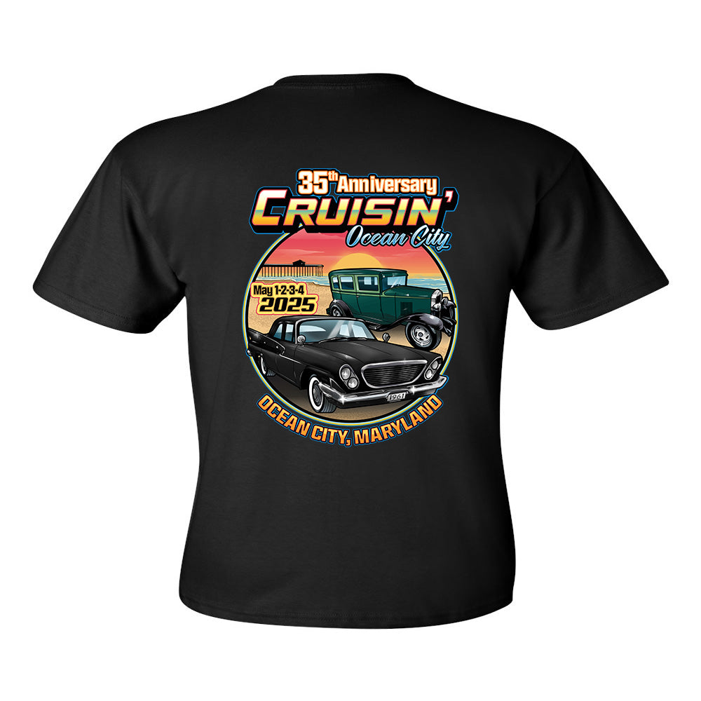 2025 Cruisin official classic car show pocket t-shirt black Ocean