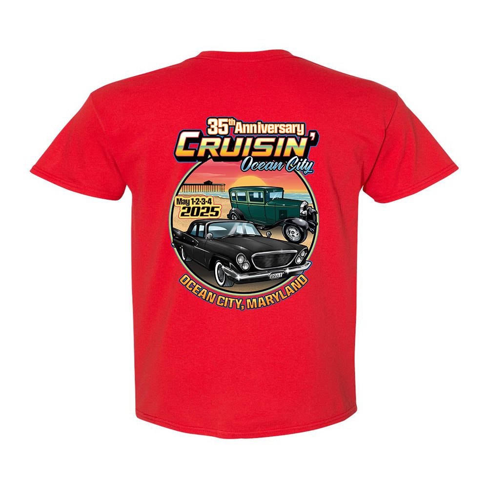2025 Cruisin official classic car show t-shirt red Ocean City