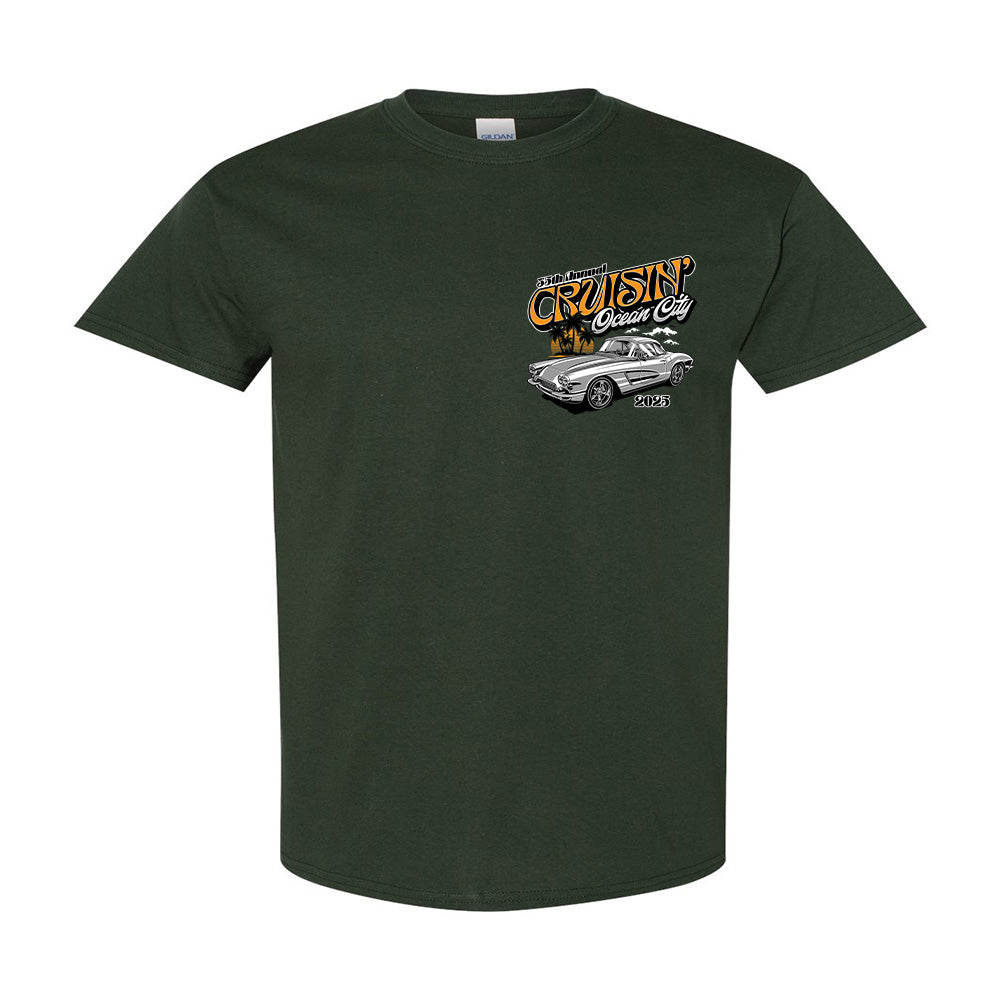 2025 Cruisin official classic car show t-shirt forest green Ocean