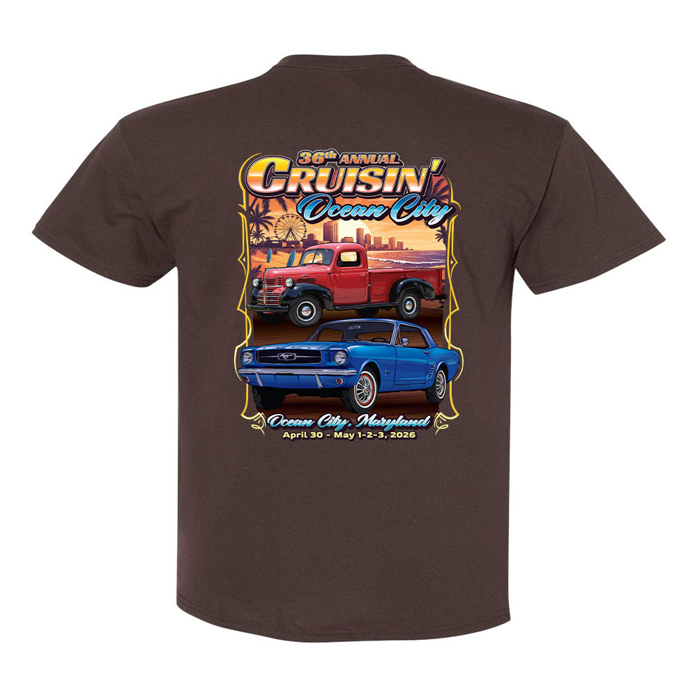 2026 Cruisin official classic car show t-shirt brown Ocean City