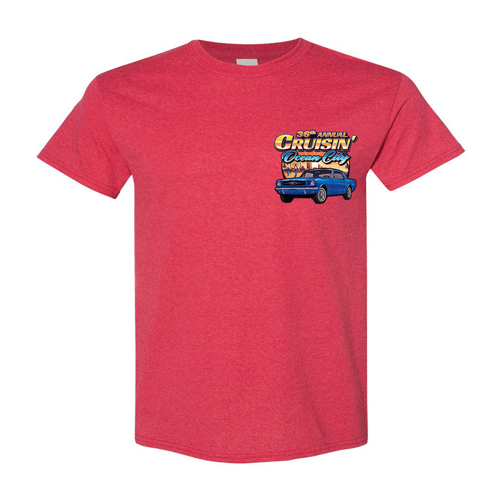 2026 Cruisin official classic car show t-shirt heather red Ocean
