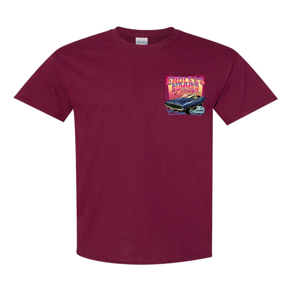 2023 Cruisin Endless Summer Official Car Show Event T shirt Maroon Oce 2023-cruisin-endless-summer-official-car-show-event-t-shirt-maroon-oce