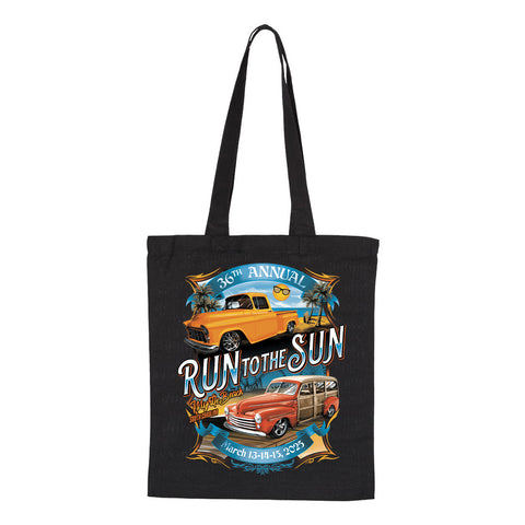 2025 Run to The Sun official car show black tote bag Myrtle Beach SC
