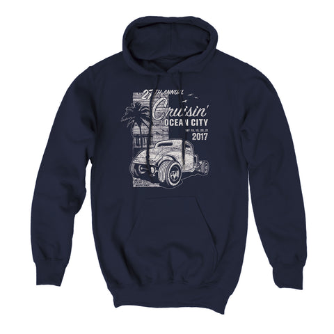 2017 Cruisin official classic car show event navy blue hoodie Ocean City MD alternate