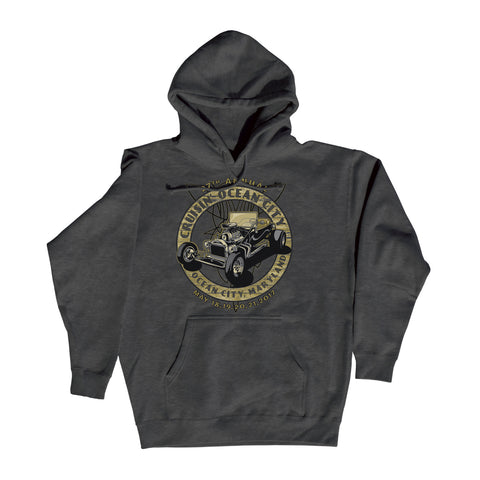 2017 Cruisin official classic car show event dark charcoal gray hoodie Ocean City MD