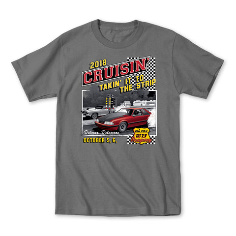 2018 Cruisin Endless Summer official car show t-shirt charcoal OC MD - US 13 Dragway