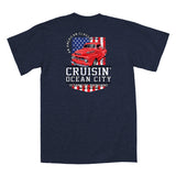 2019 Cruisin official classic car show event t-shirt heather navy Ocean City MD patriotic