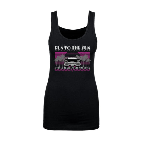 2019 Run to the Sun car show women's cut scoop neck tank top black Myrtle Beach, SC