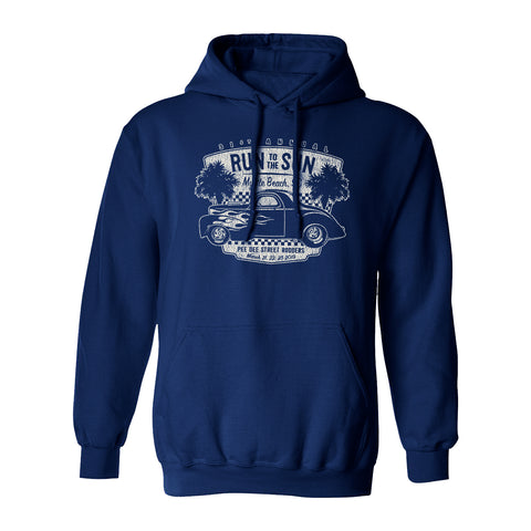 2019 Run to the Sun official car show hooded sweatshirt navy Myrtle Beach, SC
