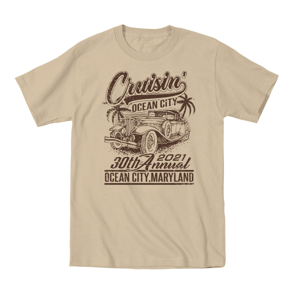 2021 Cruisin Official Classic Car Show Event T-Shirt Tan Ocean City Maryland Regular / 4XL, image size:1024x1024
