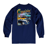 2021 Cruisin official classic car show event long sleeve t-shirt navy Ocean City Maryland