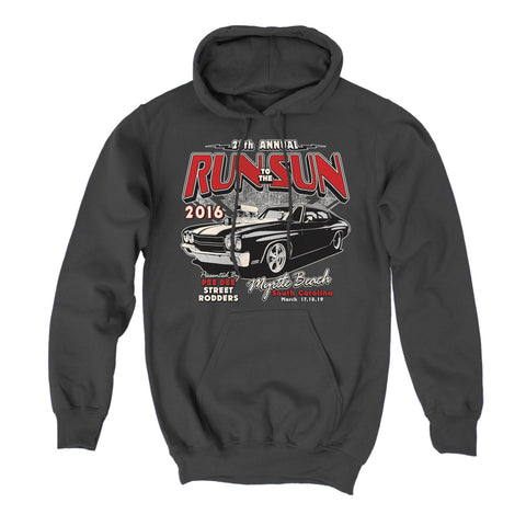 2016 Run to the Sun official car show charcoal gray hooded sweatshirt Myrtle Beach SC