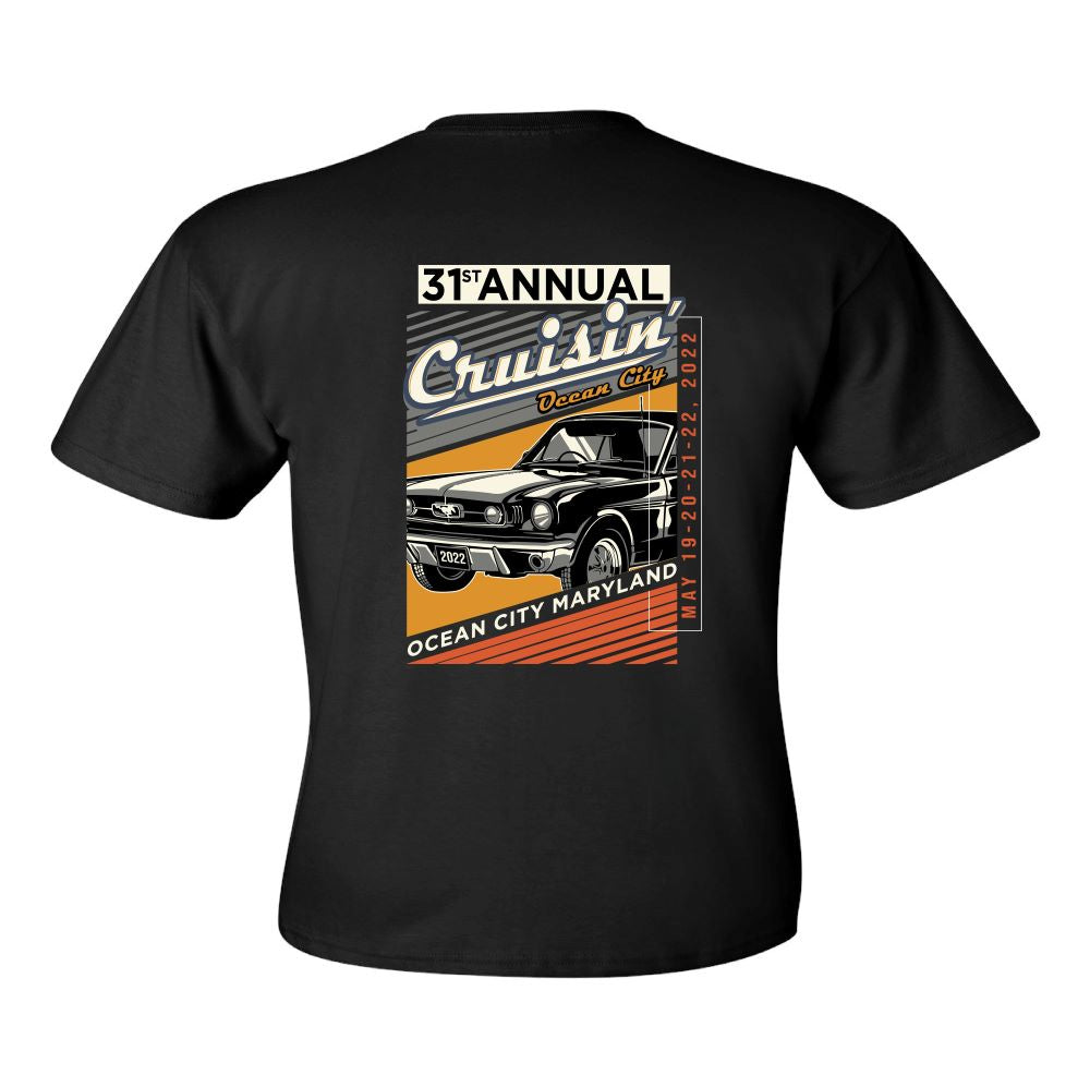 2022 Cruisin official classic car show event t-shirt black Ocean City  Maryland