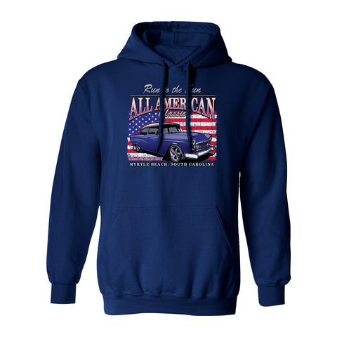 2019 Run to the Sun official car show hooded sweatshirt navy Myrtle Beach, SC alt