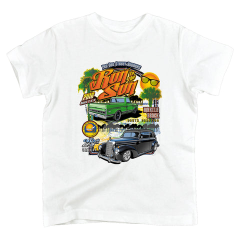 2016 Run to the Sun official classic car show event youth t-shirt white Myrtle Beach, SC