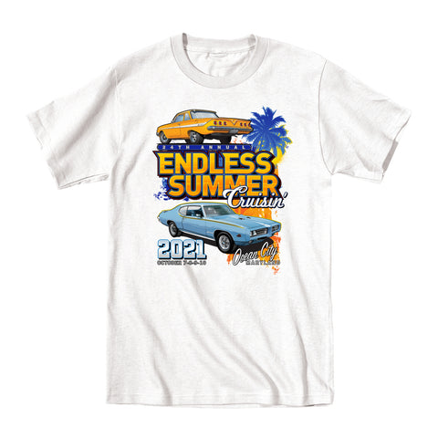 2021 Cruisin Endless Summer official car show event t-shirt white Ocean City MD