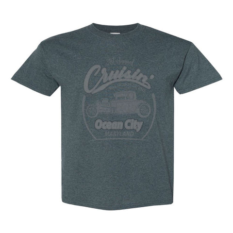 2022 Cruisin official classic car show event t-shirt heather charcoal Ocean City Maryland