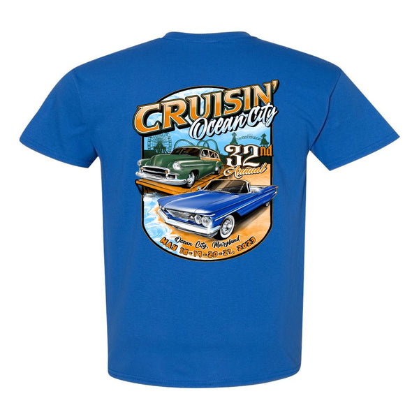 2023 Cruisin official classic car show event t-shirt royal blue