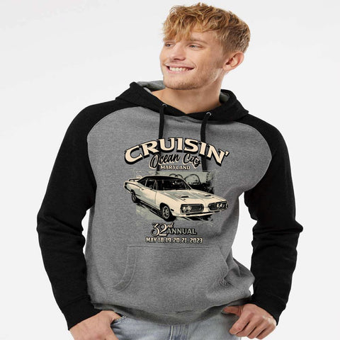 2023 Cruisin official classic car show hooded sweatshirt gray/charcoal Ocean City, MD