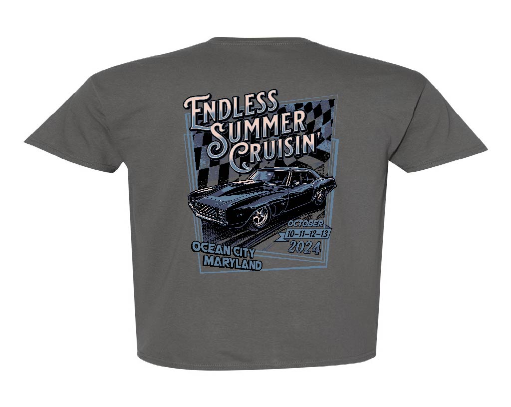 2024 Cruisin Endless Summer official car show event tshirt charcoal O