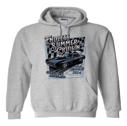 2024 Cruisin Endless Summer official car show long sleeve hooded sweatshirt gray Ocean City