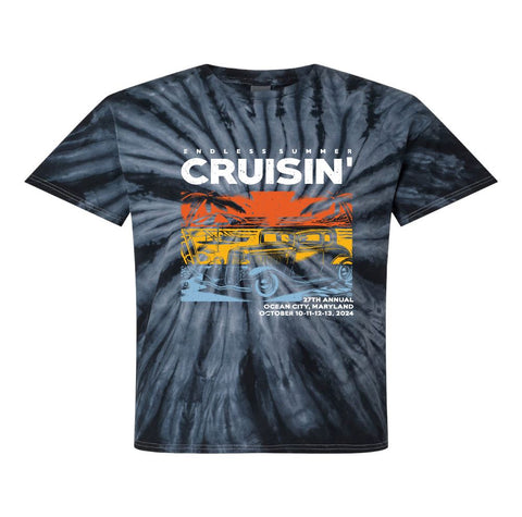 2024 Cruisin Endless Summer official car show t-shirt tie dye Ocean City, MD