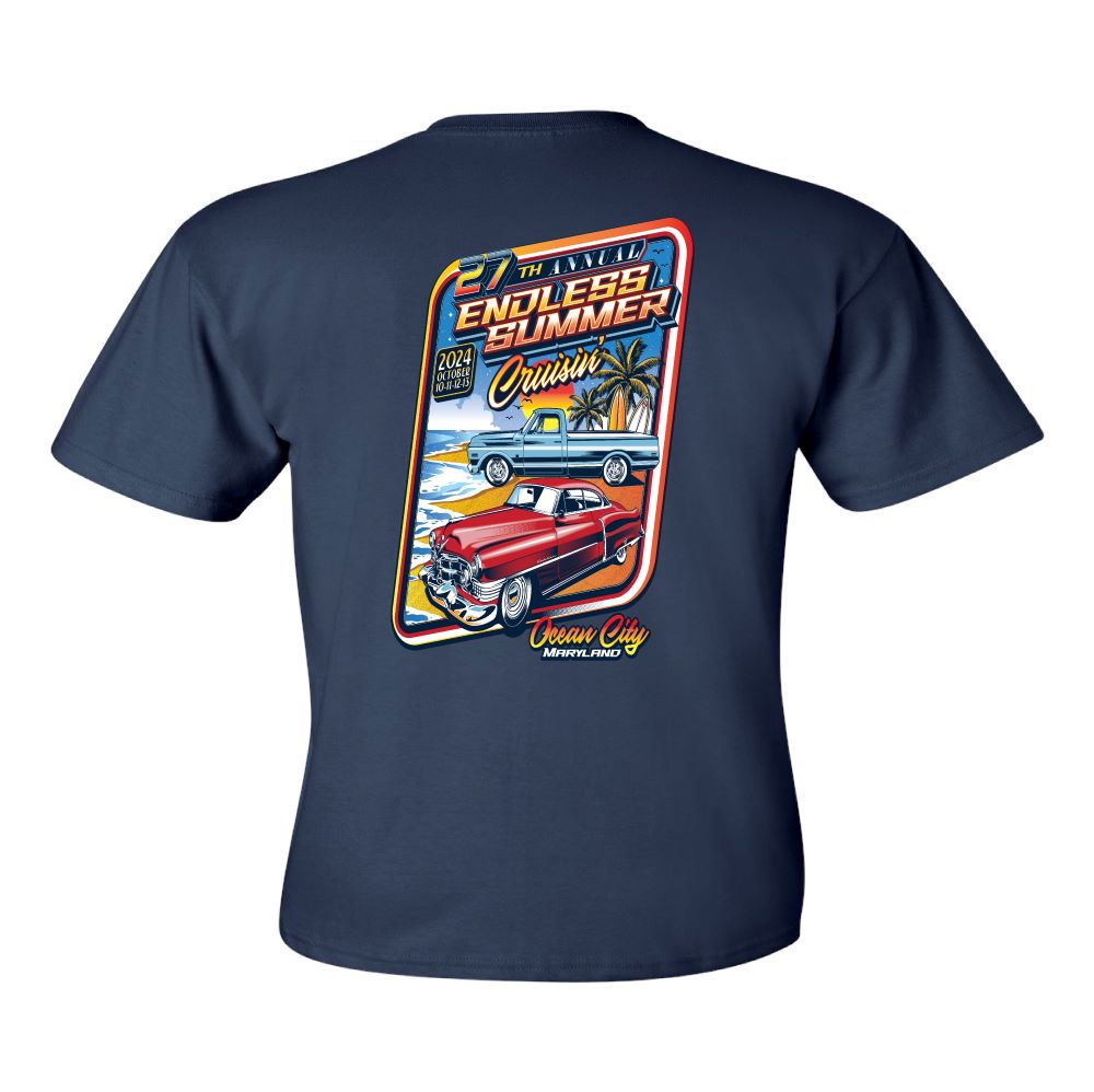 2024 Cruisin Endless Summer official car show event tshirt navy Ocean