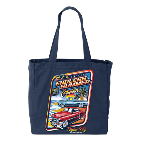 2024 Endless Summer Cruisin Ocean City official car show navy tote bag Ocean City, MD