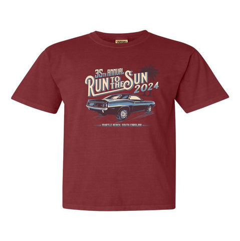 2024 Run to the Sun official car show event t-shirt red brick Myrtle Beach, SC