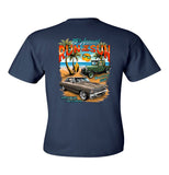 2024 Run to the Sun official car show event pocket t-shirt navy Myrtle Beach, SC