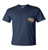 2024 Run to the Sun official car show event pocket t-shirt navy Myrtle Beach, SC