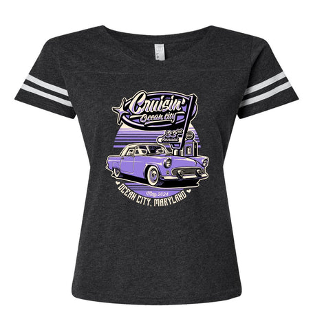 2024 Cruisin official classic car show women's t-shirt charcoal v