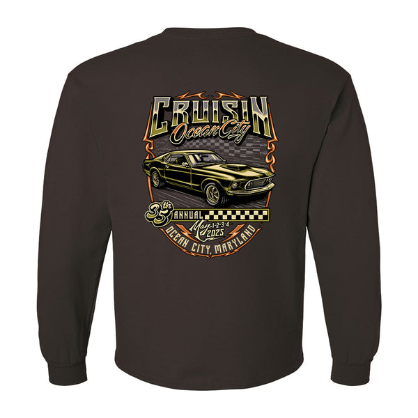 2025 Cruisin official classic car show long sleeve t-shirt brown