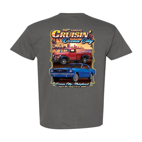 2026 Cruisin official classic car show t-shirt charcoal Ocean City Maryland