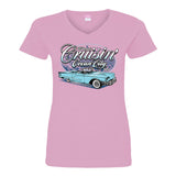 2025 Cruisin official classic car show women's t-shirt pink v-neck Ocean City MD