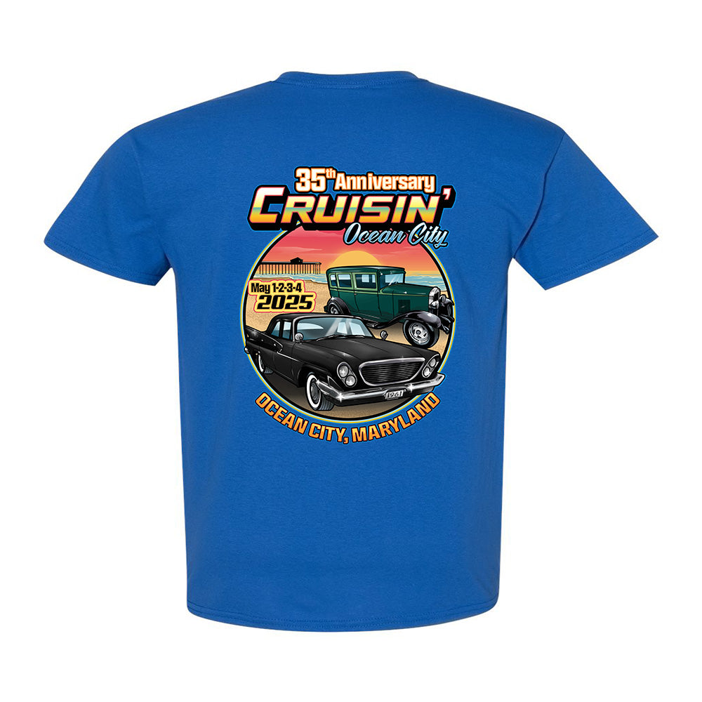 2025 Cruisin official classic car show t-shirt royal blue