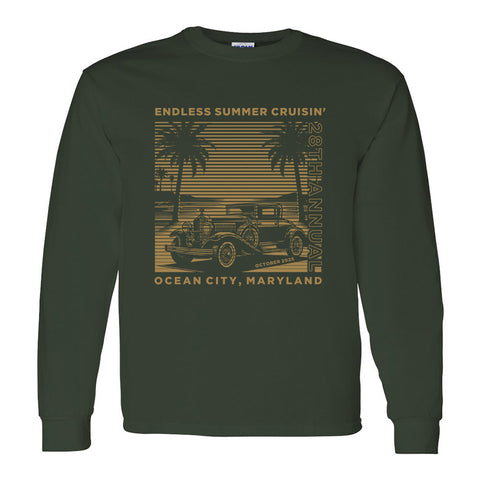 2025 Cruisin Endless Summer official car show long sleeve t-shirt forest green Ocean City MD