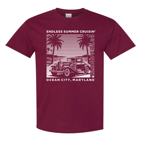 2025 Cruisin Endless Summer official car show t-shirt maroon Ocean City MD
