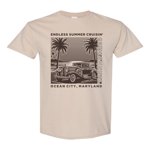 2025 Cruisin Endless Summer official car show t-shirt tan Ocean City MD
