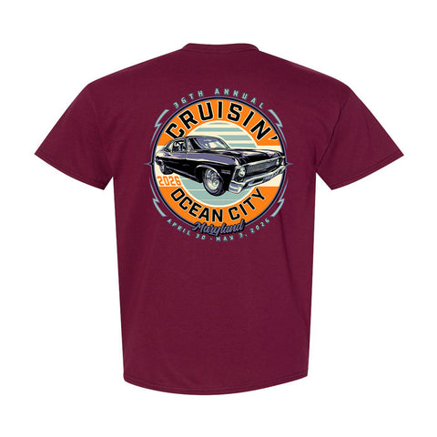 2026 Cruisin official classic car show t-shirt maroon Ocean City Maryland