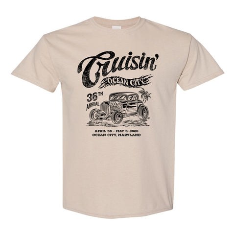 2026 Cruisin official classic car show t-shirt tan Ocean City Maryland