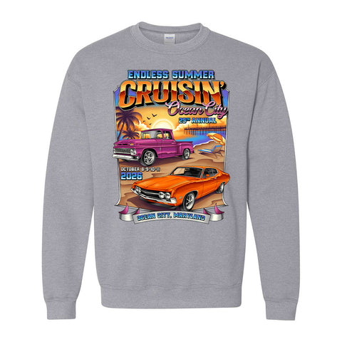 2026 Cruisin Endless Summer official car show sweatshirt gray Ocean City MD